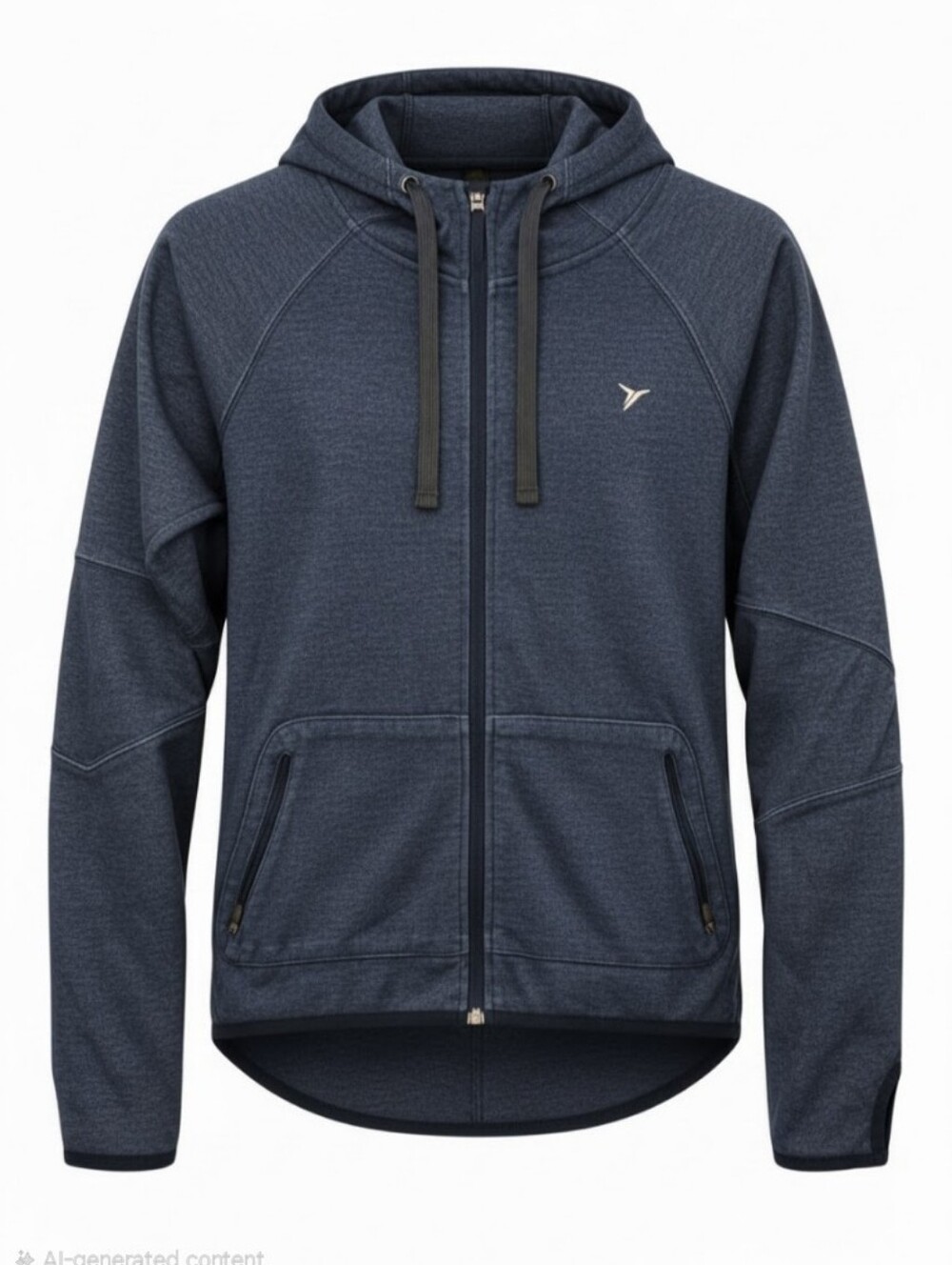 Old Navy Heathered Navy Blue Full-Zip Hooded Athletic Sweatshirt Size M Tall